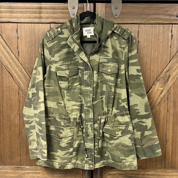 Old Navy Outer Edge Camouflage Utility Elasticized Waist Jacket Green Size 2x - Picture 1 of 5